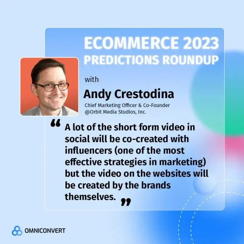 Ecommerce 2023 predictions roundup banner with quote from Andy Crestodina