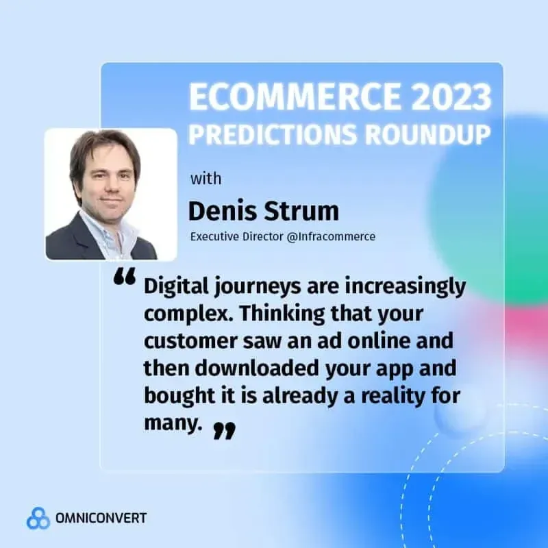 Ecommerce 2023 predictions roundup banner with quote from Denis Strum
