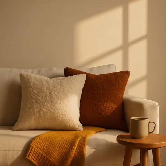 Example ad: Soft textures, warm rooms.