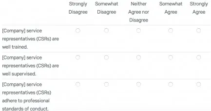 A screenshot of a customer satisfaction survey.