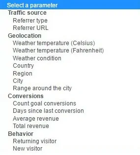 Select a parameter for segmentation.